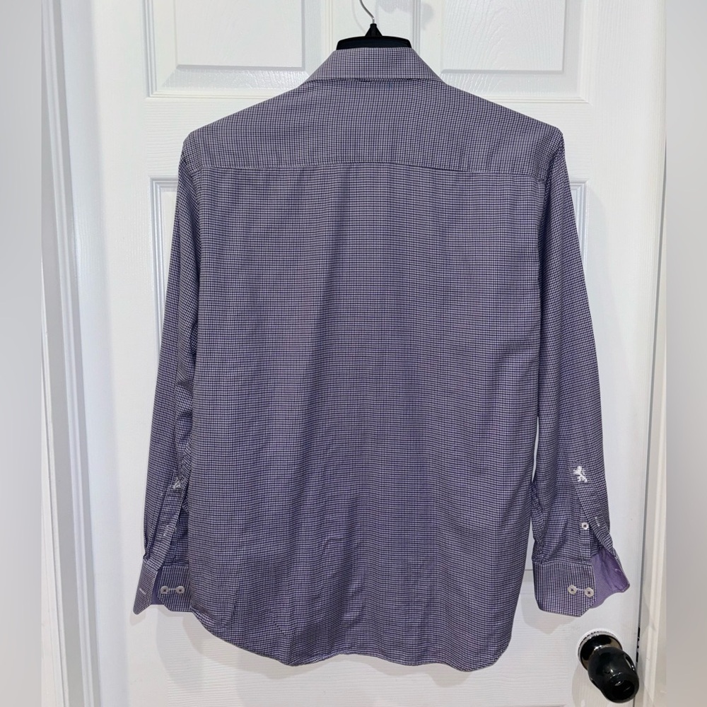 BUGatchi LS Button Down purple and black houndstooth shirt SZ 16/40 - Picture 4 of 8